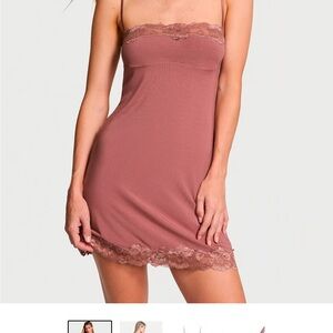 Lace Trimmed Mauve Slip Dress